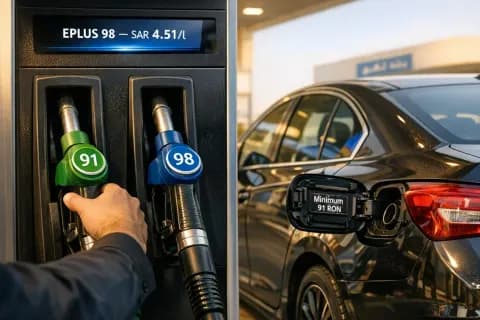 Saudi EPLUS 98 Hits SAR 4.51: Which Cars Should Switch Down to 91 (and Which Can't) Saudi EPLUS 98 Hits SAR 4.51: Which Cars Should Switch Down to 91 (and Which Can't)